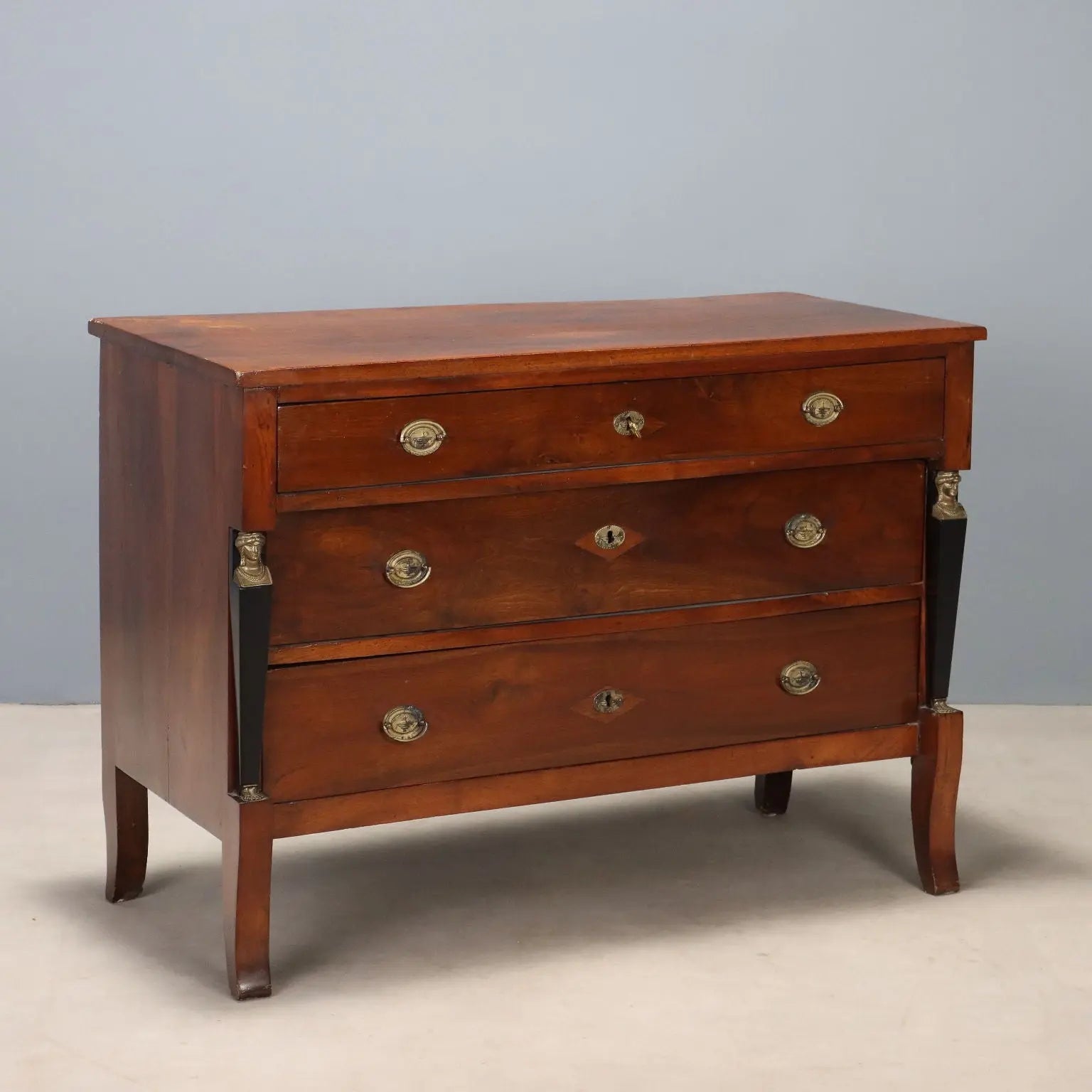 Antique Chest of Drawers Walnut 3 Drawers Italy XIX Century