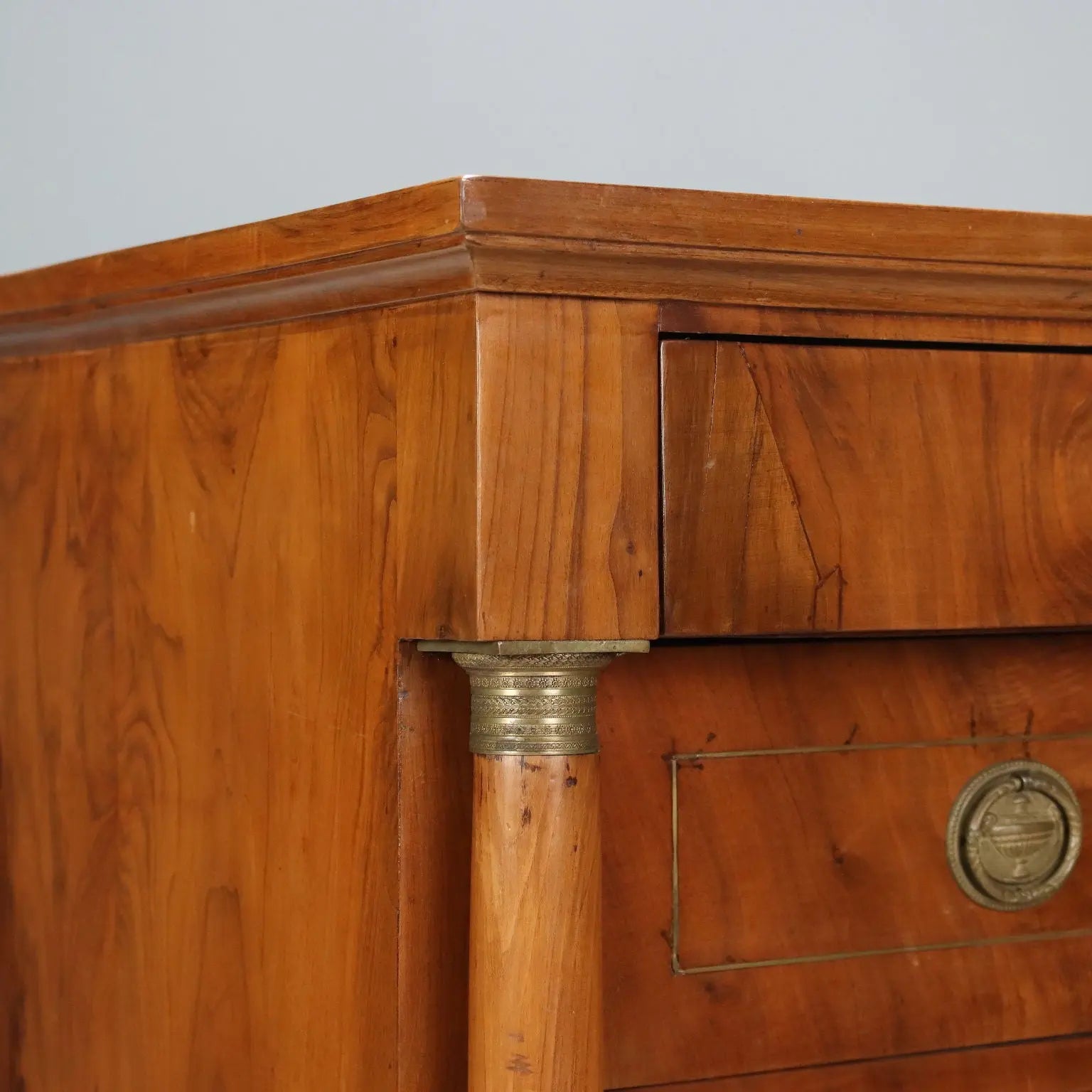 Empire Walnut Chest with Brass Inlays