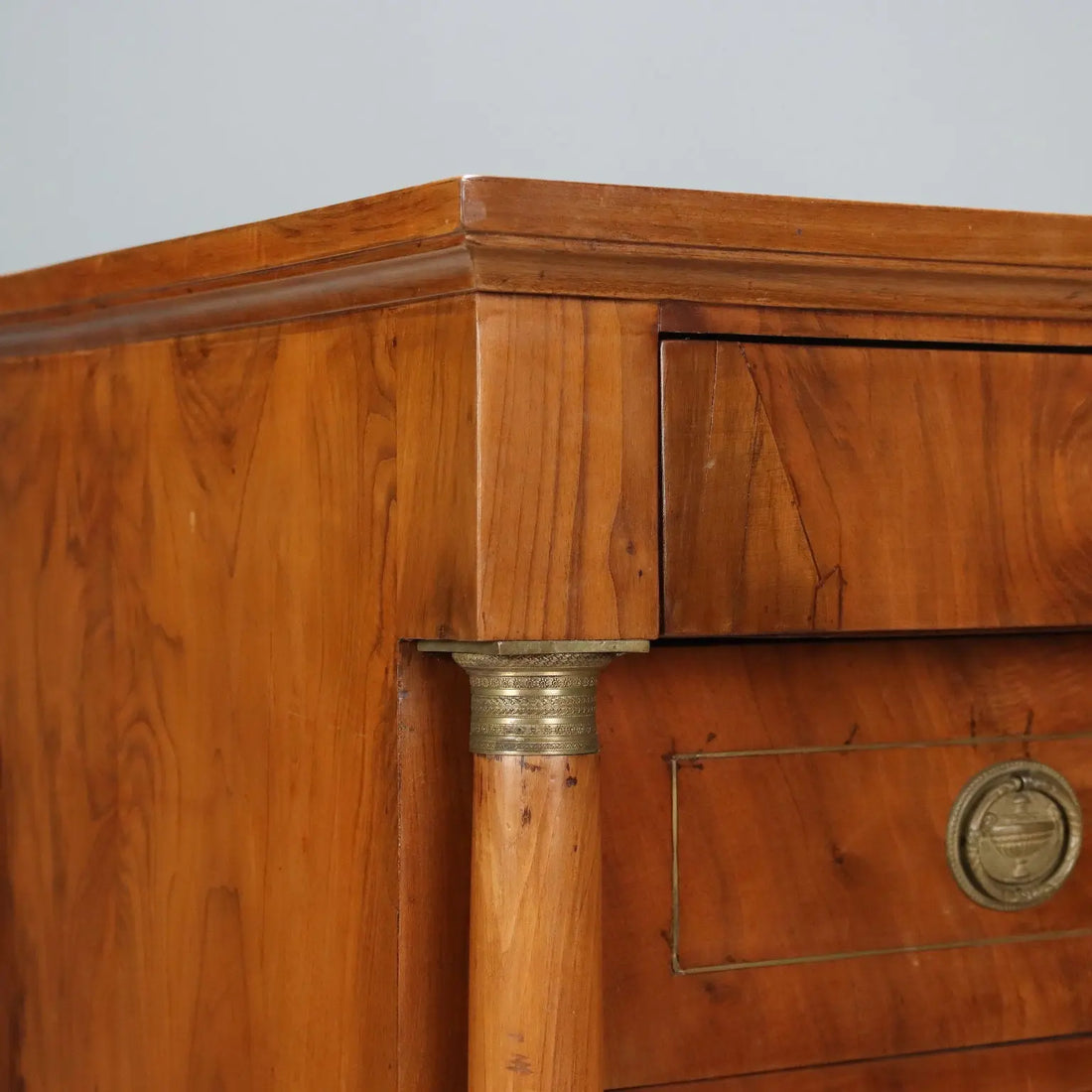 Empire Walnut Chest with Brass Inlays