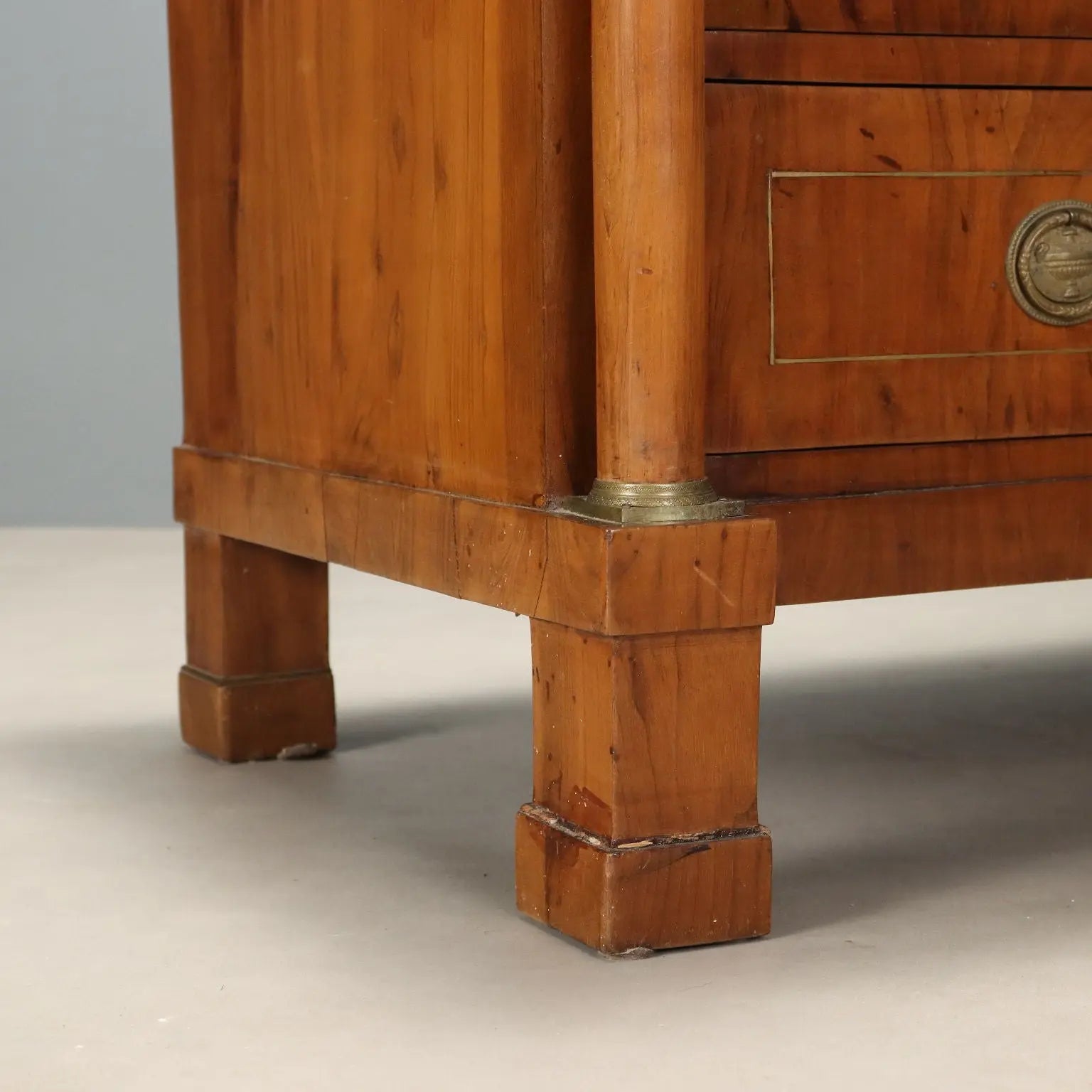 Empire Walnut Chest with Brass Inlays