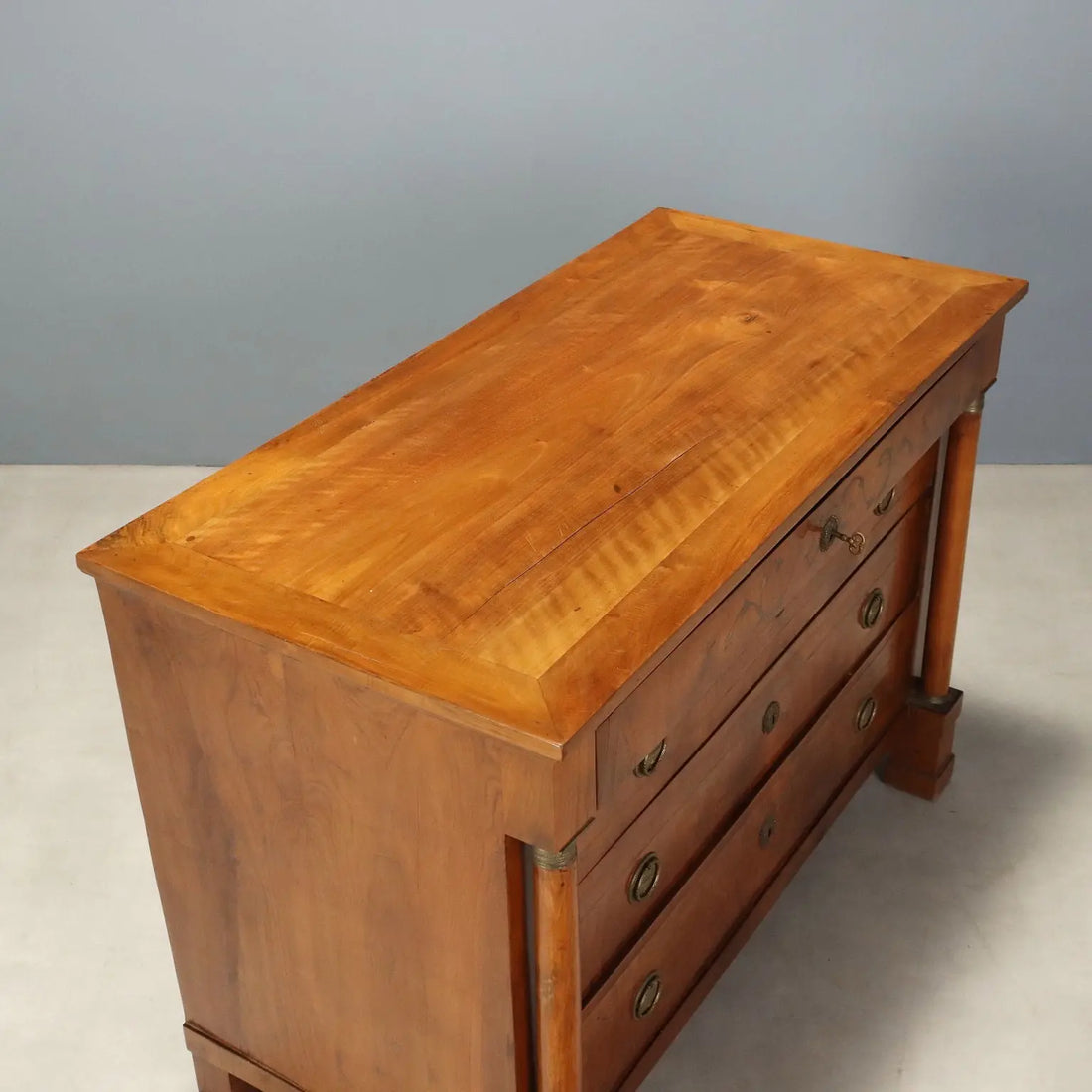 Empire Walnut Chest with Brass Inlays