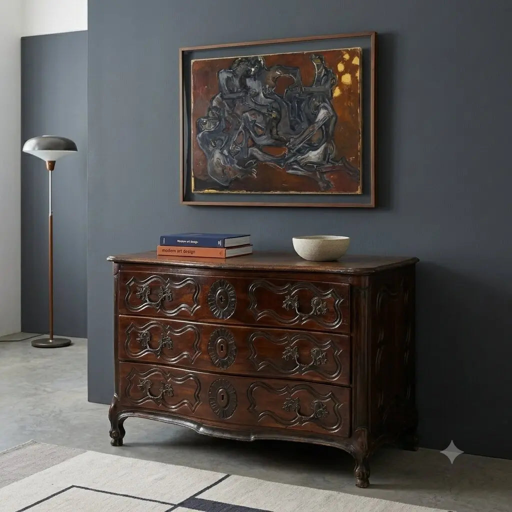 Antique Chest of Drawers Baroque Walnut France XVIII Century