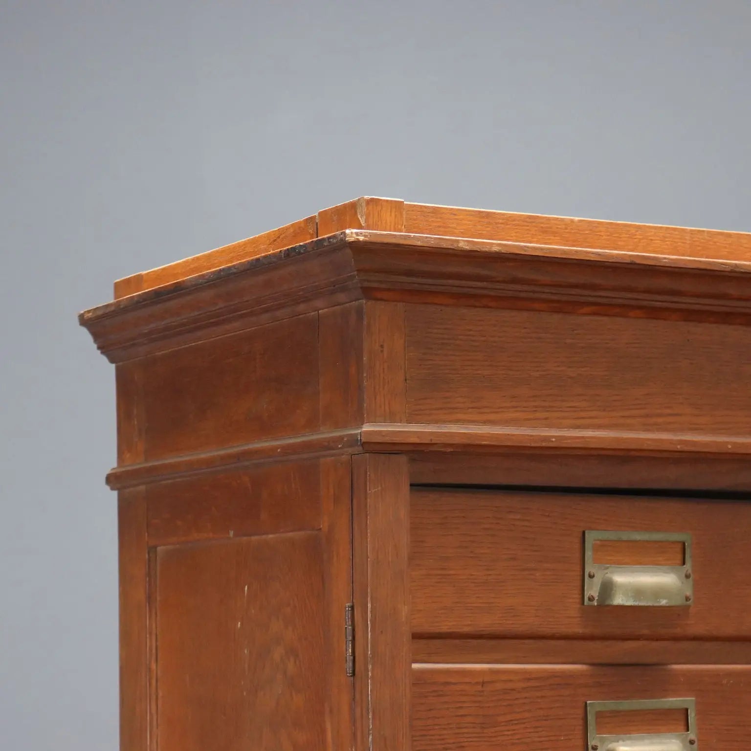 Antique Filing Cabinet Art Nouveau Oak 18 Drawers Italy XIX Century