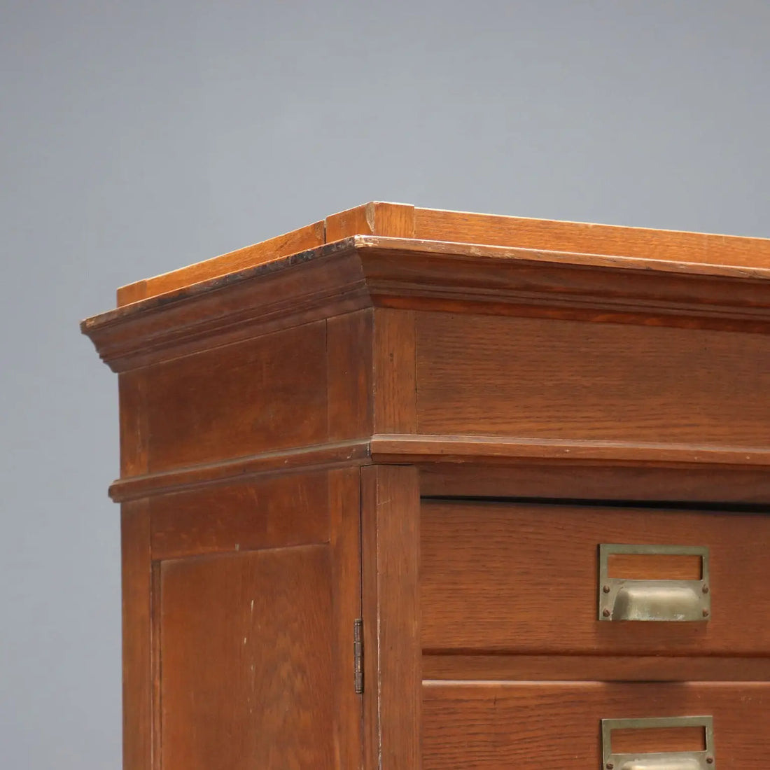 Antique Filing Cabinet Art Nouveau Oak 18 Drawers Italy XIX Century