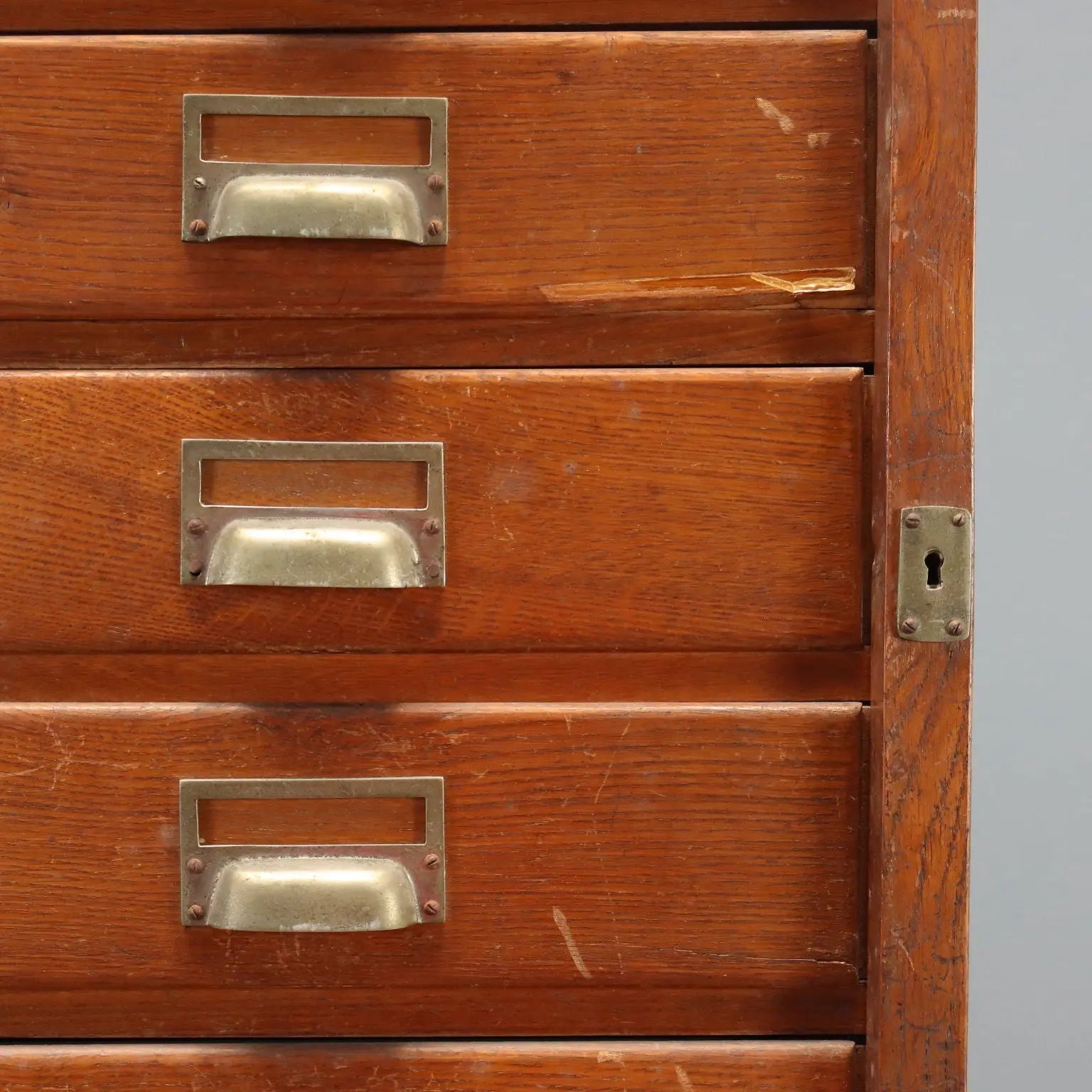 Antique Filing Cabinet Art Nouveau Oak 18 Drawers Italy XIX Century