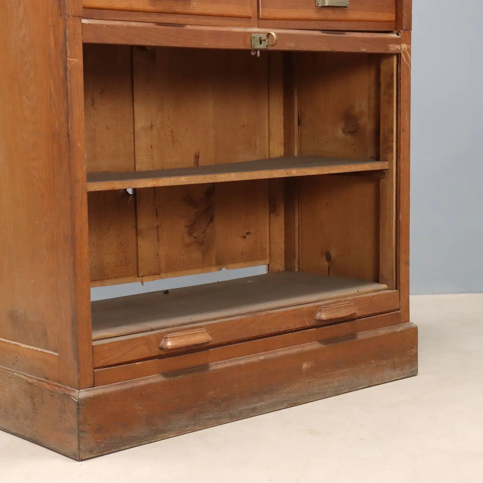 Antique Filing Cabinet Art Nouveau Oak 18 Drawers Italy XIX Century