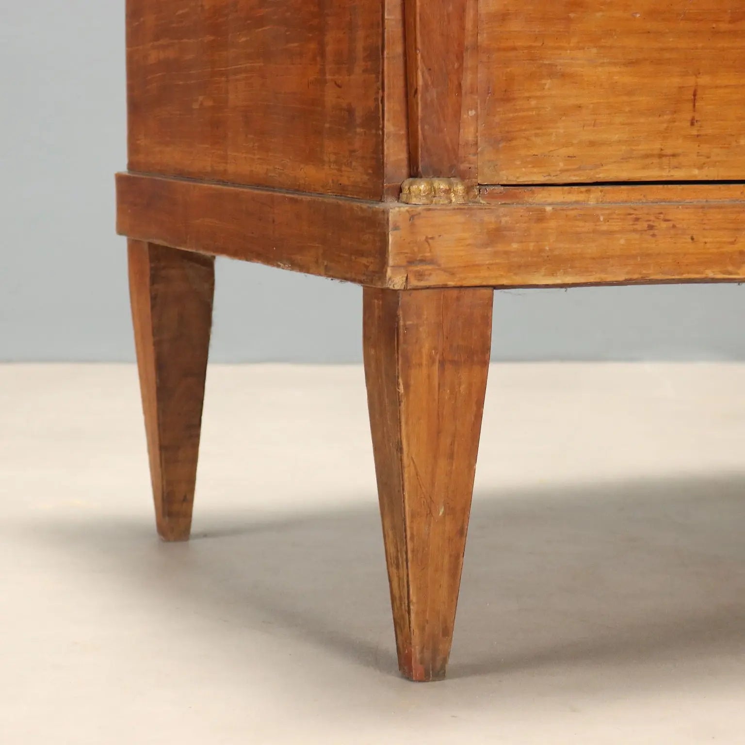 Antique Chest of Drawers Empire Walnut Gilded Details XIX Century