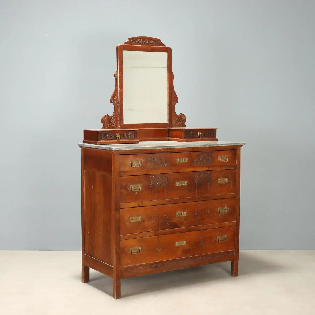 Antique Chest of Drawers Art Nouveau Mahogany Italy XX Century