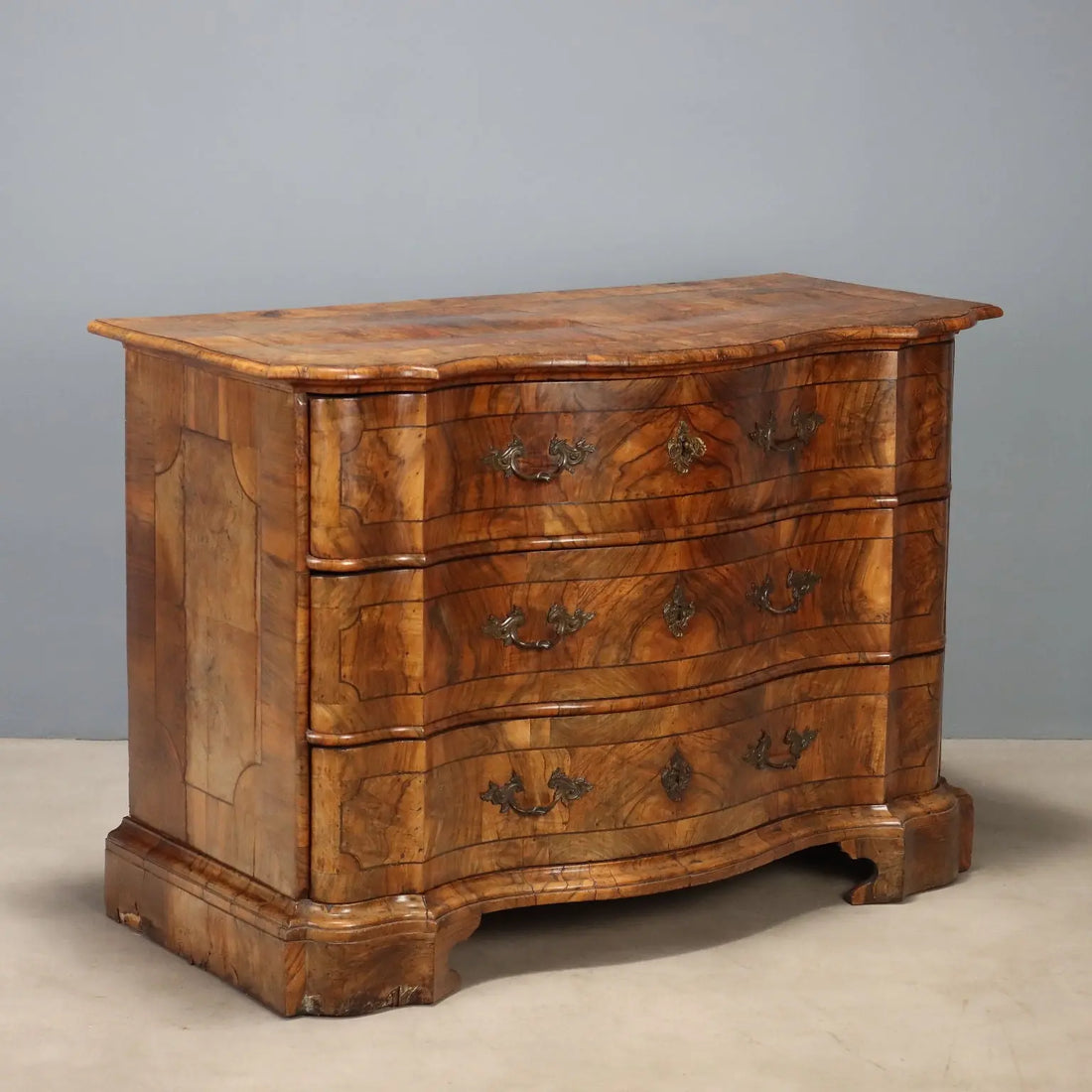 Baroque Walnut Canterano with Gilded Bronze