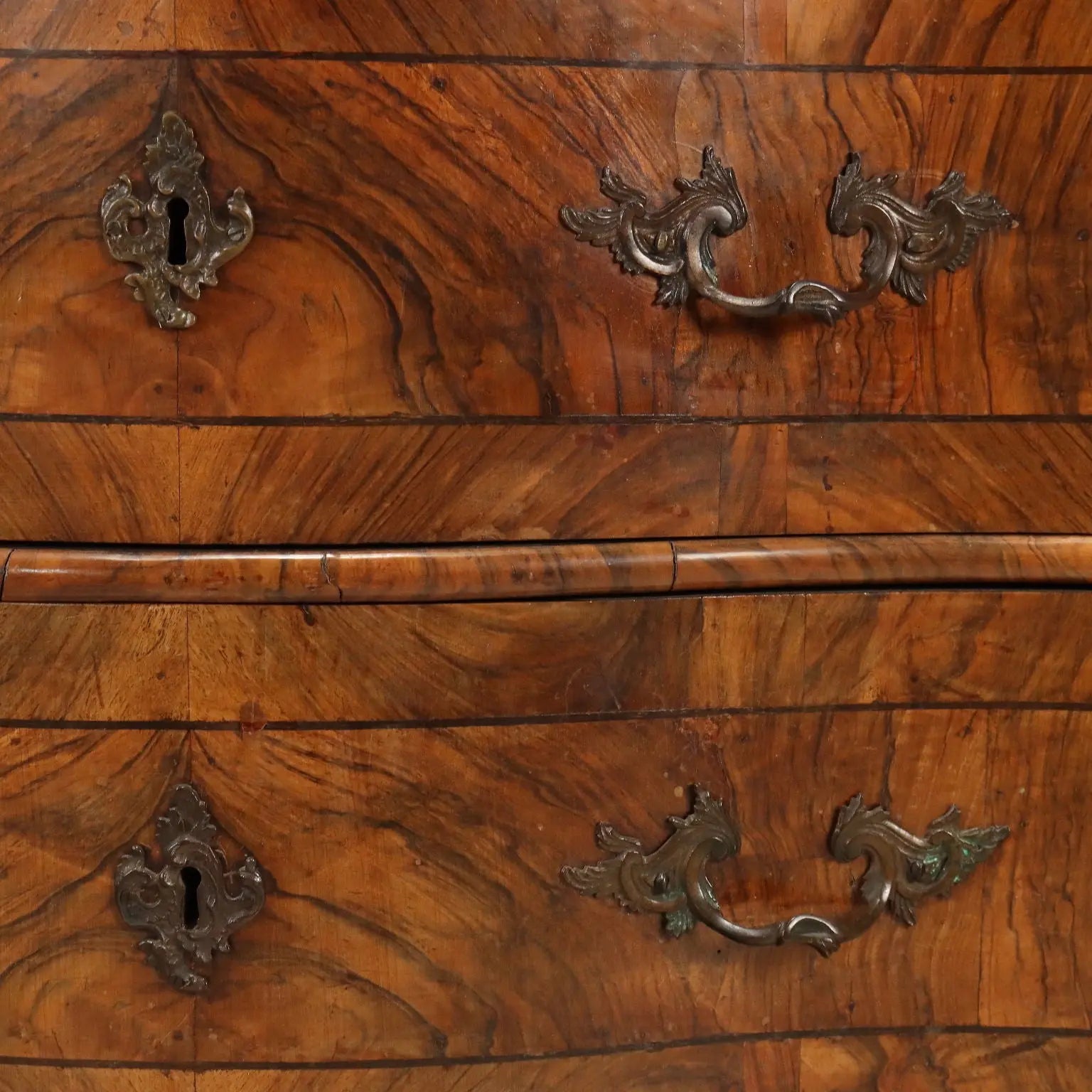 Baroque Walnut Canterano with Gilded Bronze
