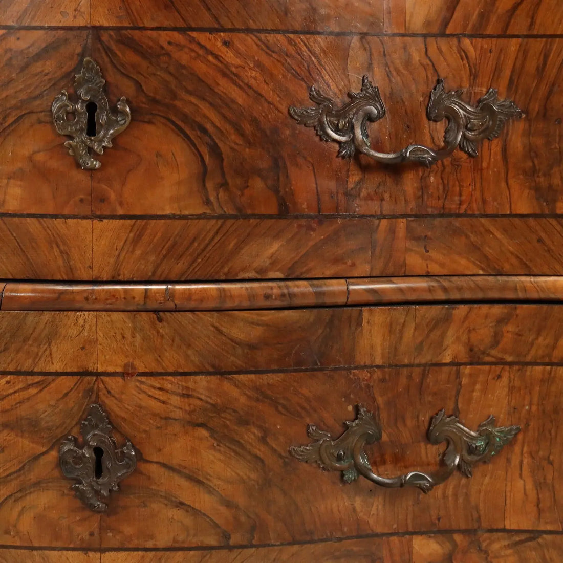 Baroque Walnut Canterano with Gilded Bronze