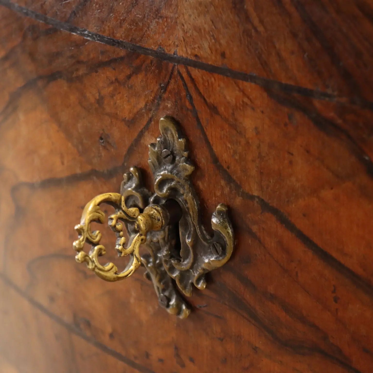 Baroque Walnut Canterano with Gilded Bronze