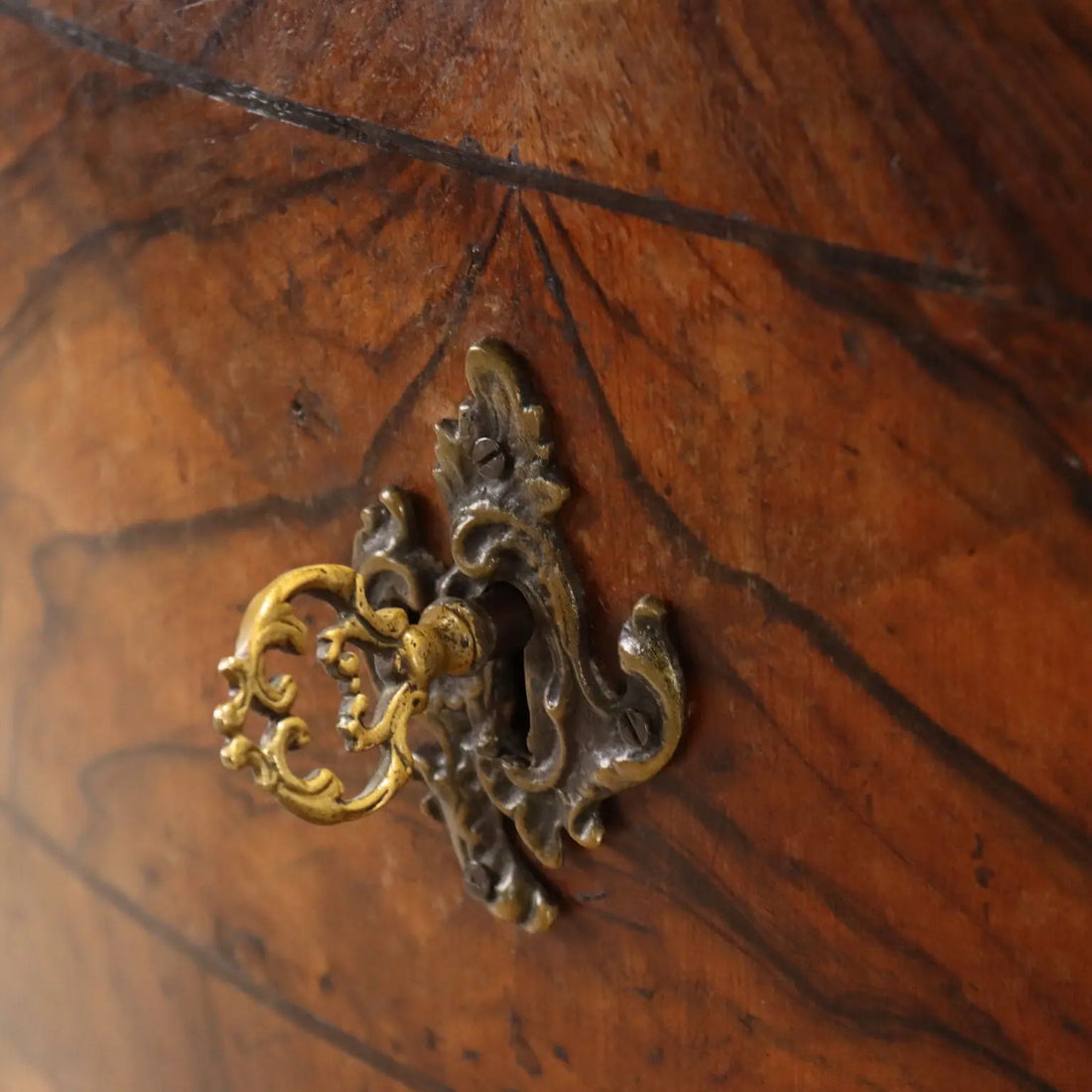 Baroque Walnut Canterano with Gilded Bronze