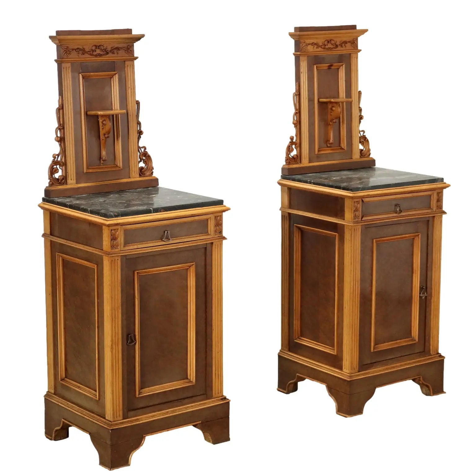 Antique Bedside Tables Art Nouveau Italy XIX Century - Pair of Liberty bedside tables | Antiques | Bedside Tables