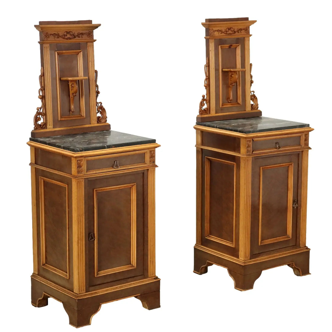 Antique Bedside Tables Art Nouveau Italy XIX Century - Pair of Liberty bedside tables | Antiques | Bedside Tables