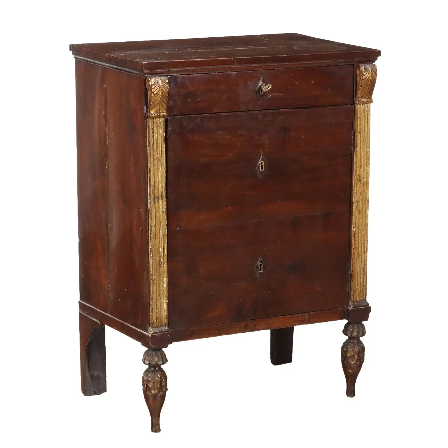 Antique Empire Bedside Table Walnut Drawer Italy XIX Century - Italy, Early XIX Century | Antiques | Bedside Tables