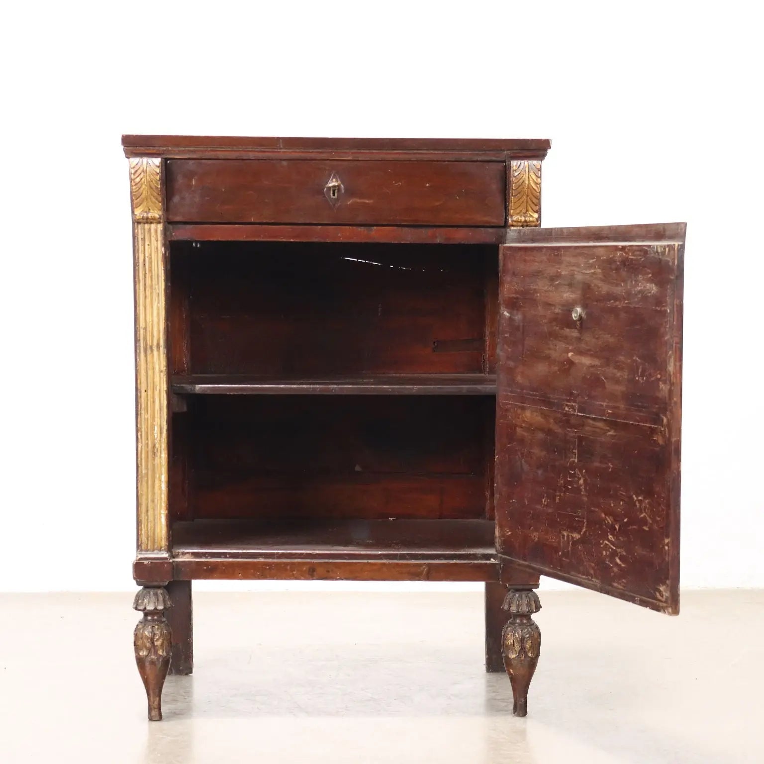 Antique Empire Bedside Table Walnut Drawer Italy XIX Century - Italy, Early XIX Century | Antiques | Bedside Tables