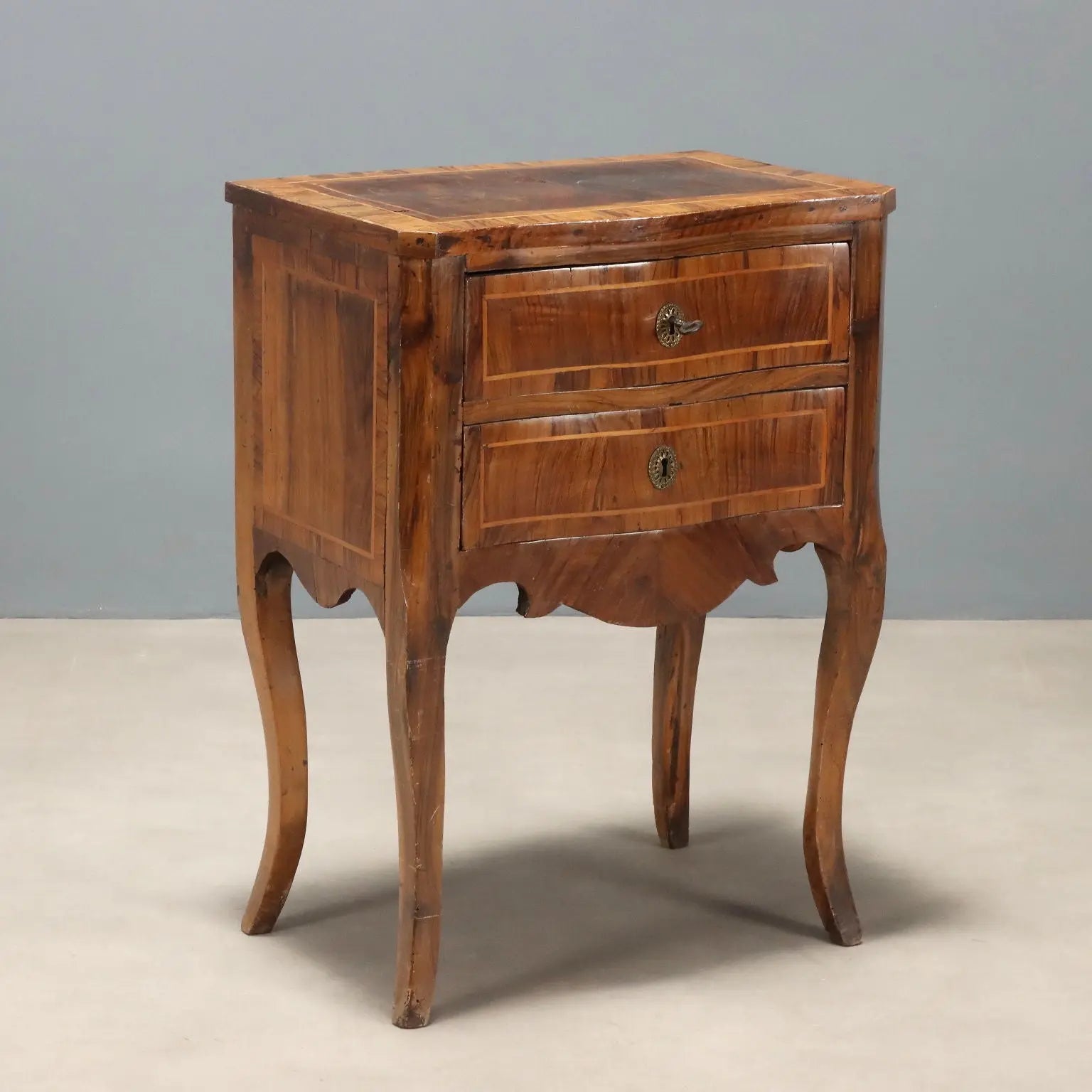 Barocchetto Walnut Nightstand, Italy 18th Century