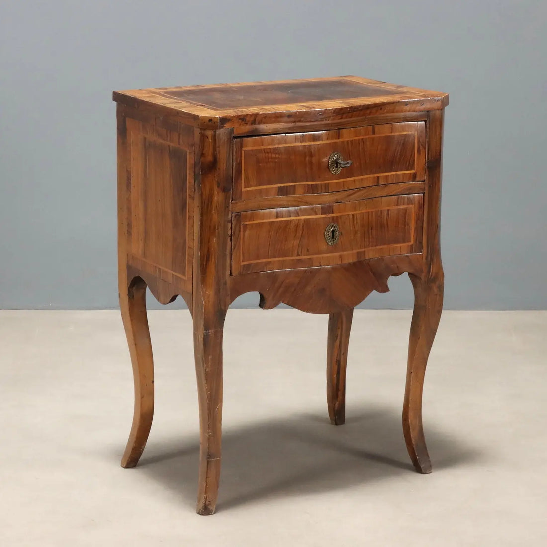 Barocchetto Walnut Nightstand, Italy 18th Century