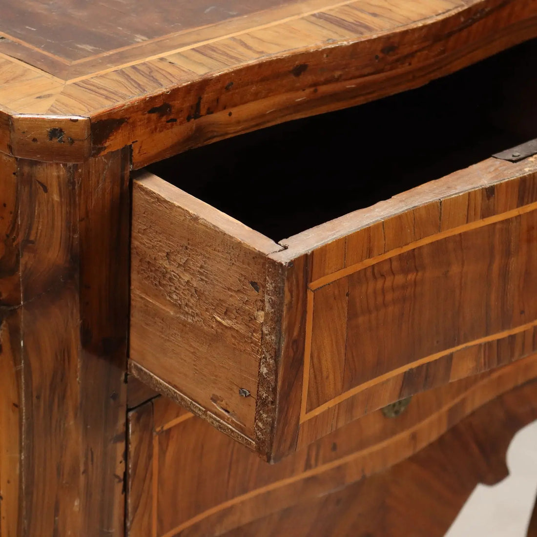 Barocchetto Walnut Nightstand, Italy 18th Century