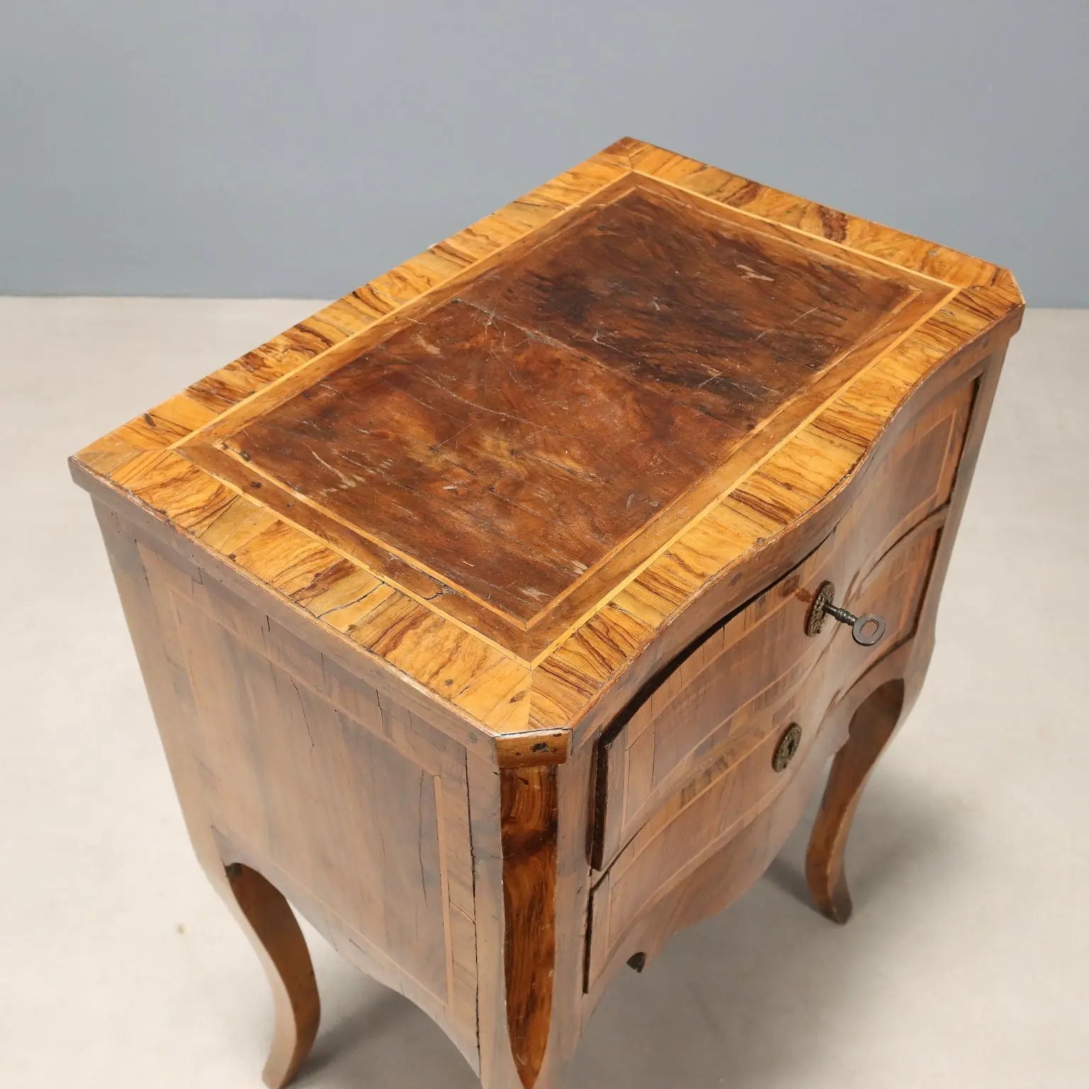 Barocchetto Walnut Nightstand, Italy 18th Century