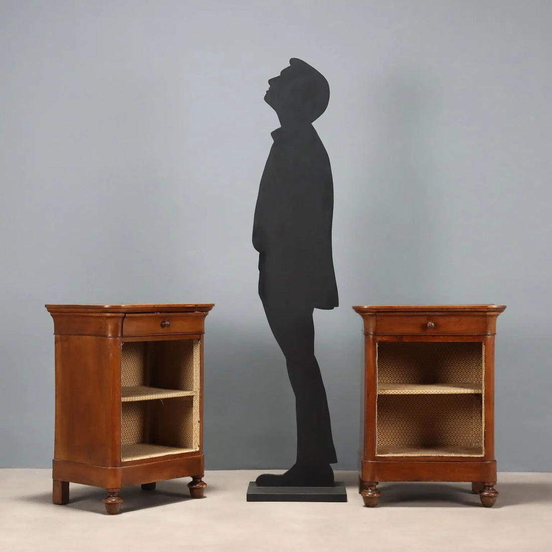 Antique Bedside Tables Walnut Velvet Italy Early XIX Century - Italy, Early XIX Century | Antiques | Bedside Tables