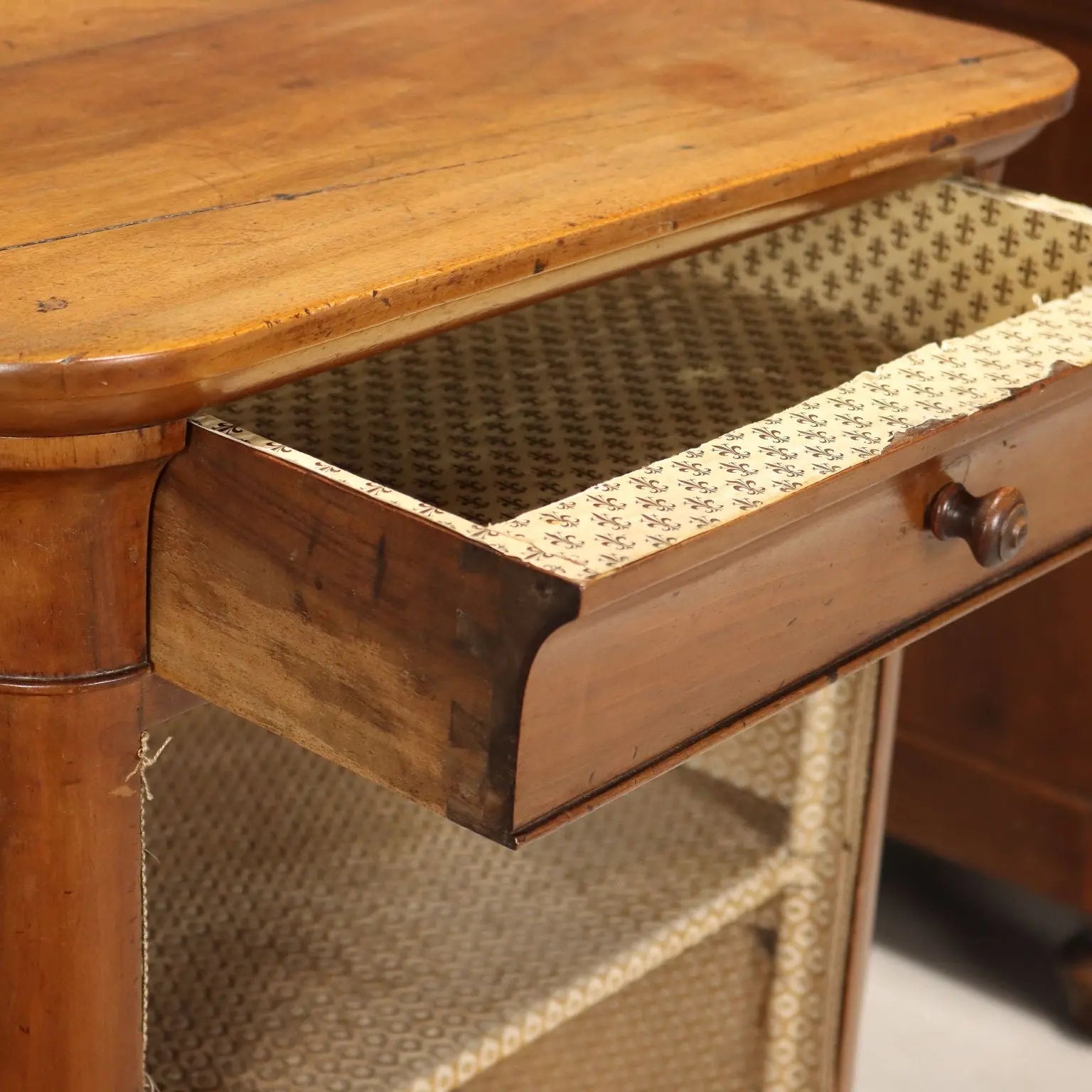 Antique Bedside Tables Walnut Velvet Italy Early XIX Century - Italy, Early XIX Century | Antiques | Bedside Tables