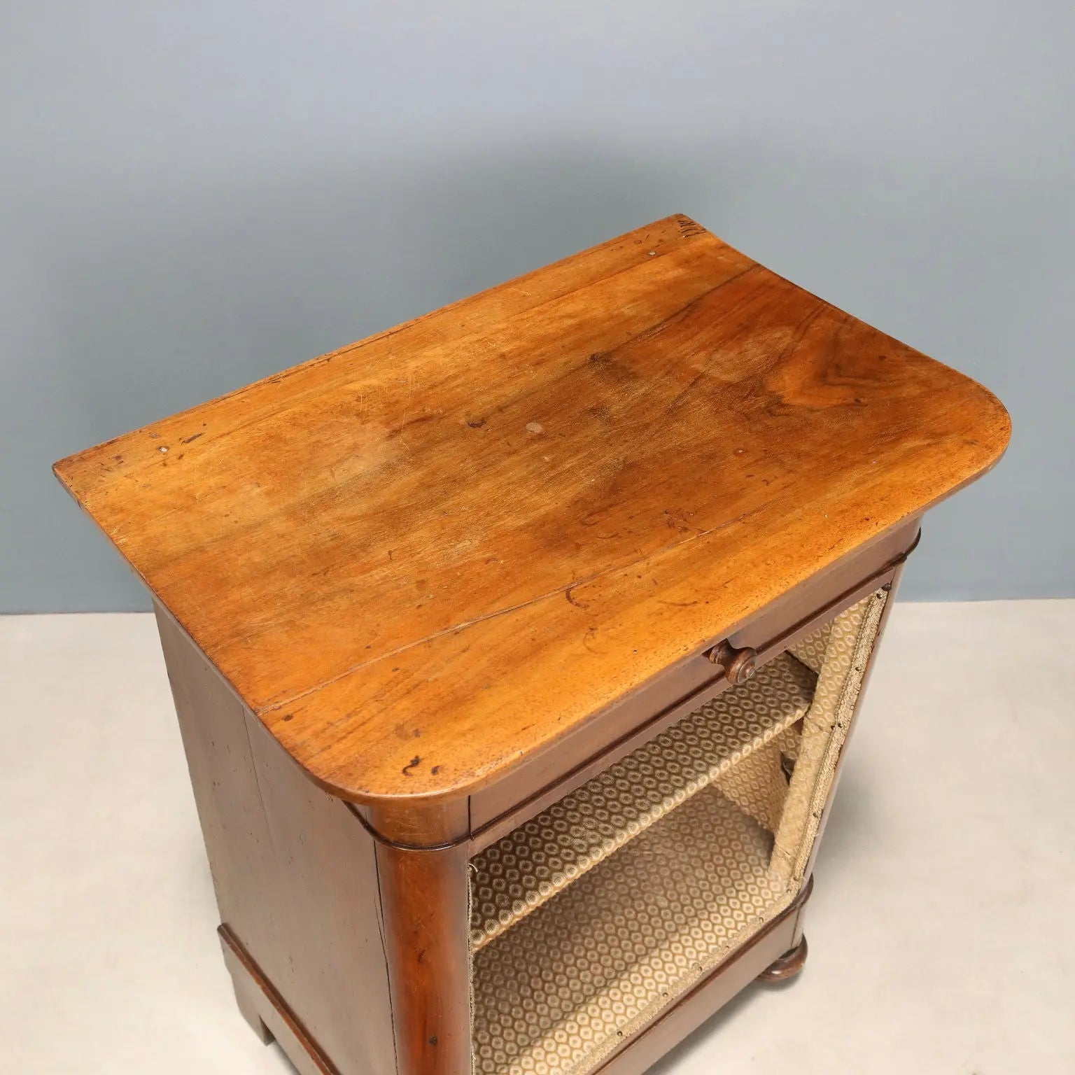 Antique Bedside Tables Walnut Velvet Italy Early XIX Century - Italy, Early XIX Century | Antiques | Bedside Tables