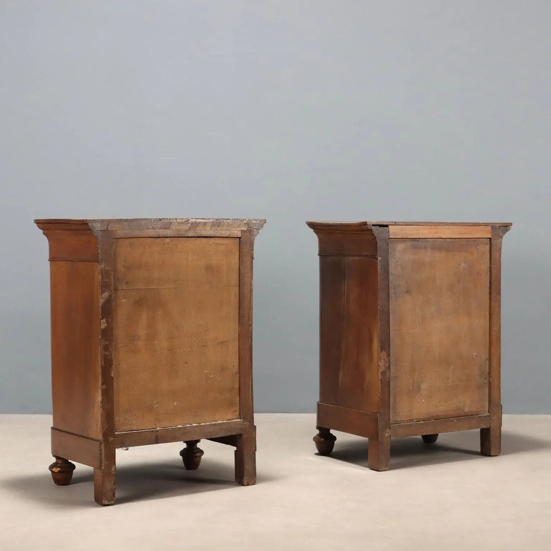 Antique Bedside Tables Walnut Velvet Italy Early XIX Century - Italy, Early XIX Century | Antiques | Bedside Tables