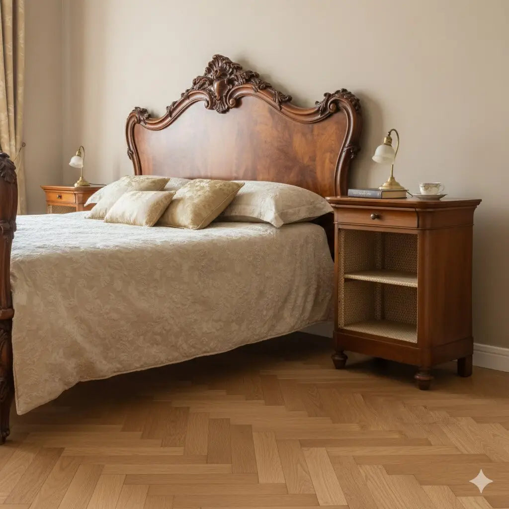 Antique Bedside Tables Walnut Velvet Italy Early XIX Century - Italy, Early XIX Century | Antiques | Bedside Tables