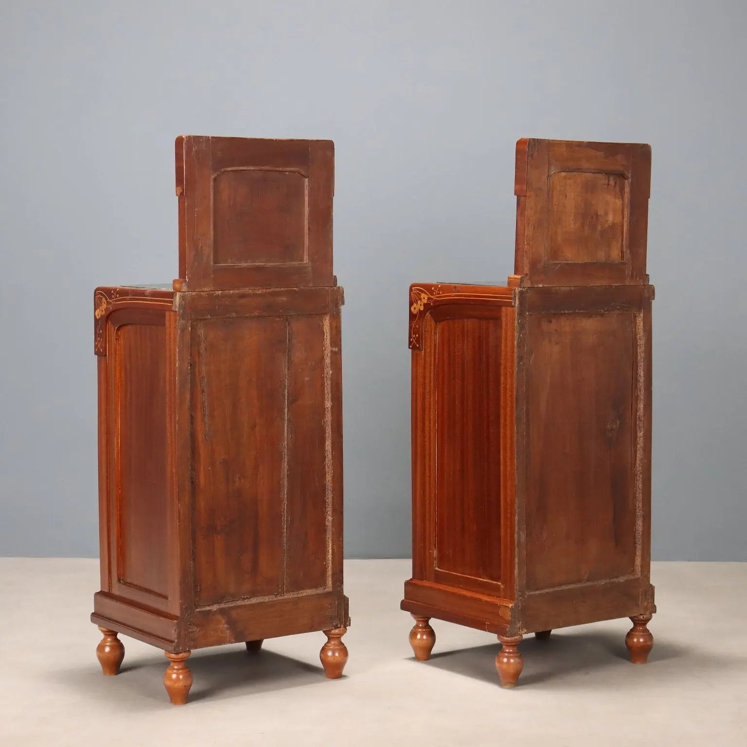 Antique Nightstands Mahogany Glass Italy XX Century - Italy, Early XX Century | Antiques | Bedside Tables