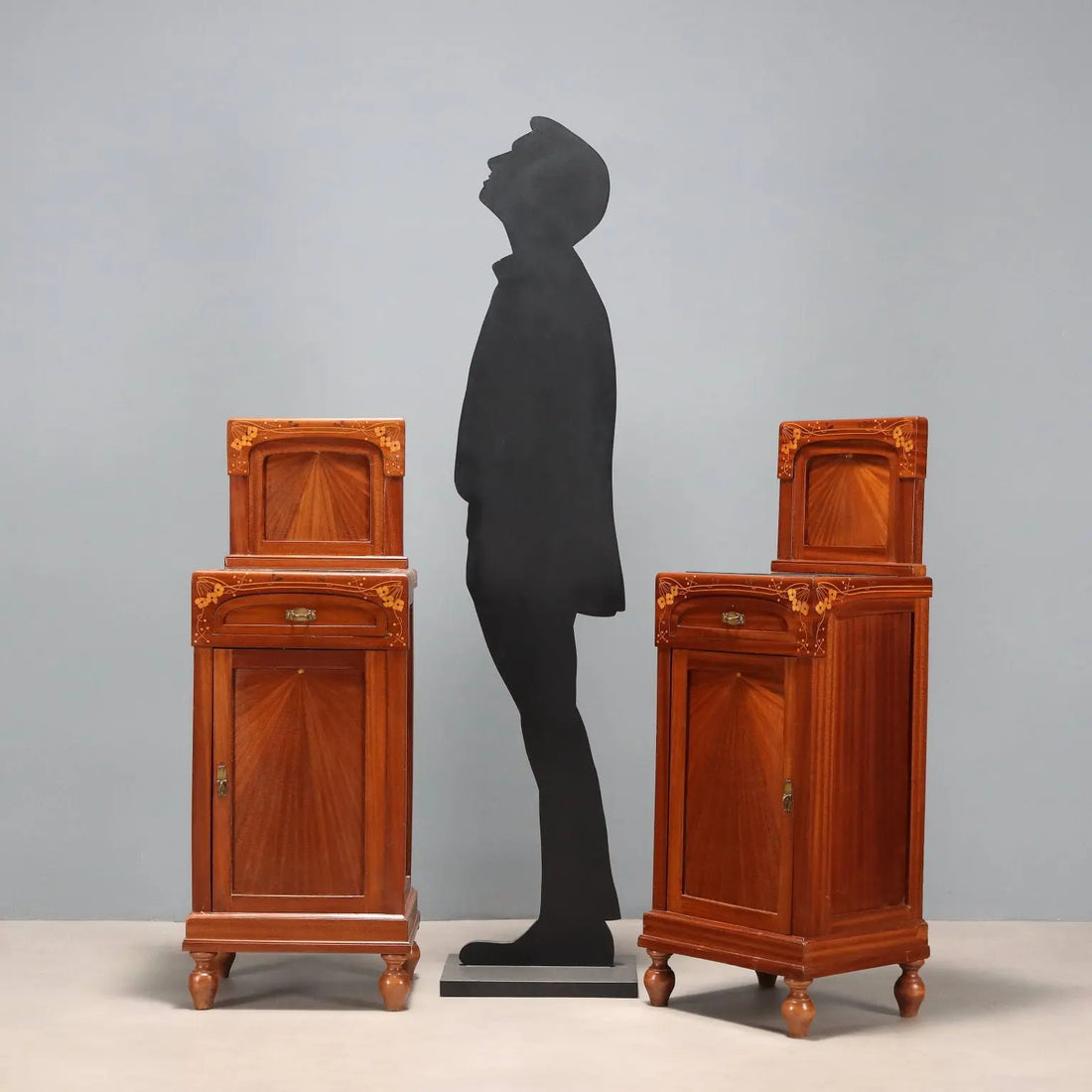 Antique Nightstands Mahogany Glass Italy XX Century - Italy, Early XX Century | Antiques | Bedside Tables