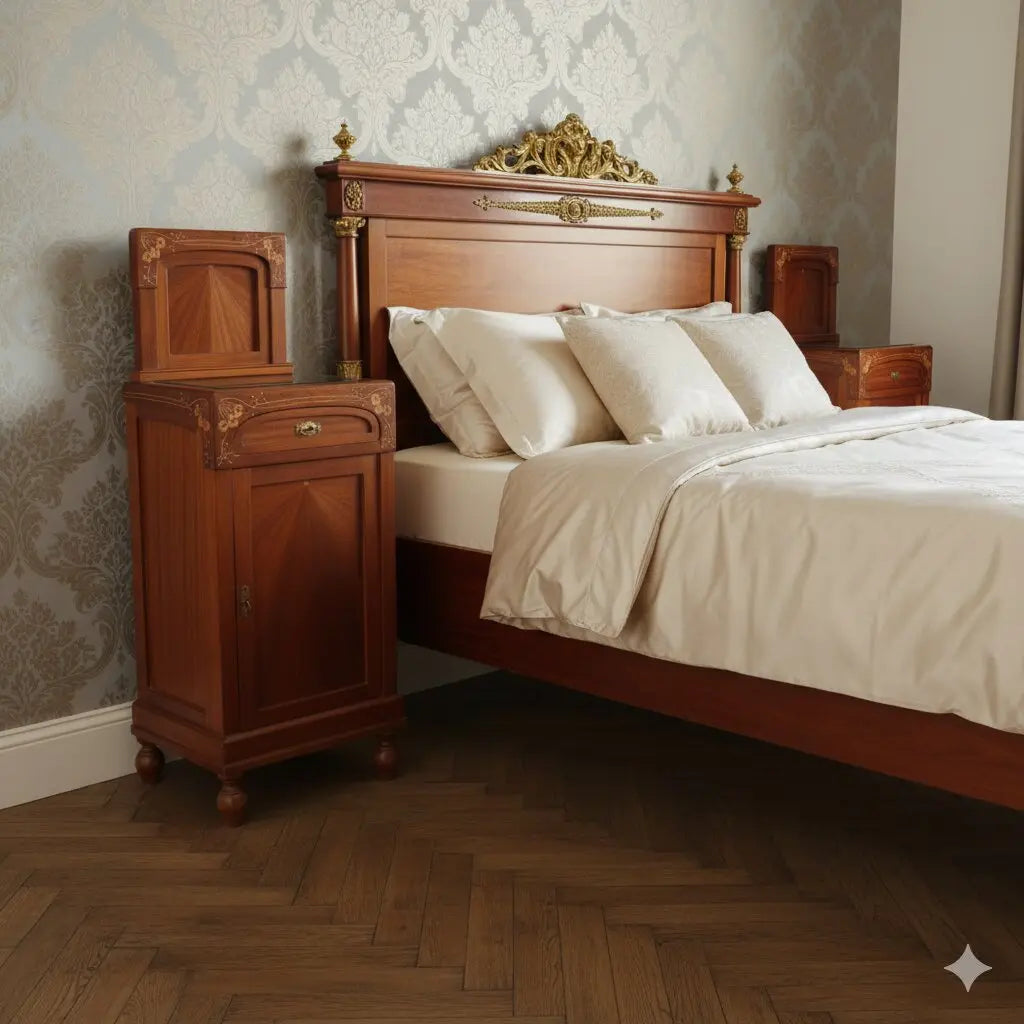 Antique Nightstands Mahogany Glass Italy XX Century - Italy, Early XX Century | Antiques | Bedside Tables