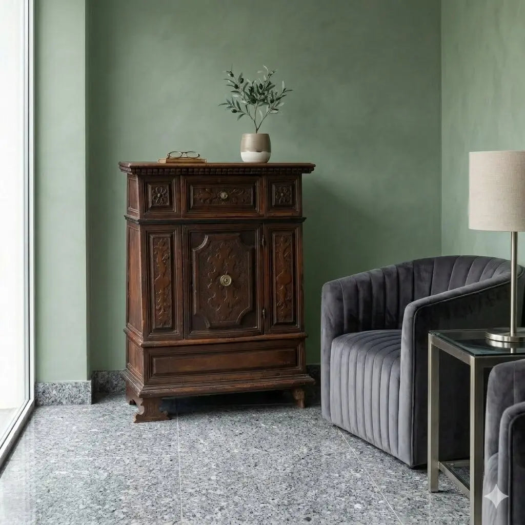 Antique Bedside Table Baroque Walnut Italy Early XVIII Century - Italy, Early XVIII Century | Antiques | Bedside Tables