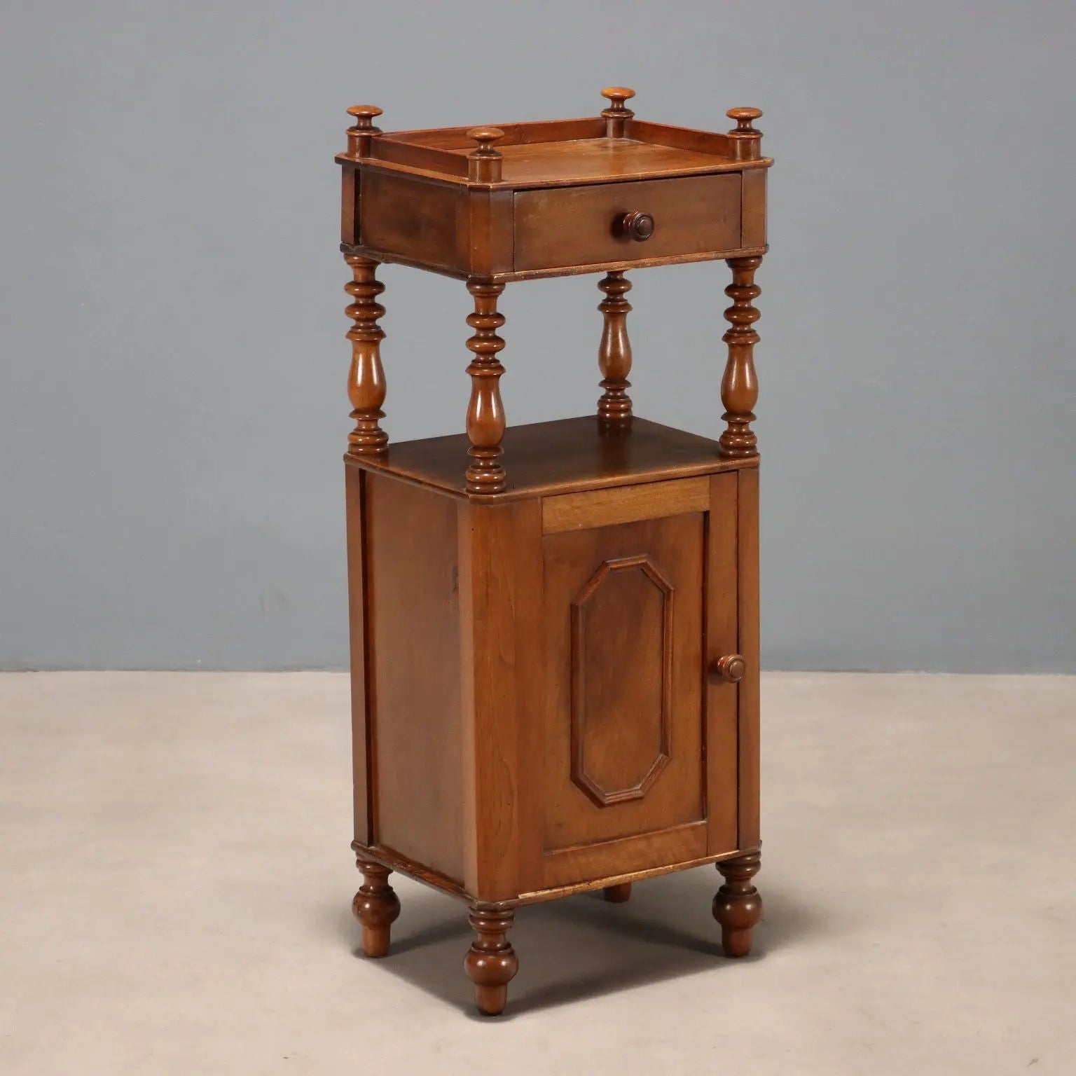 Antique Bedside Table Walnut Drawer Italy XIX Century - Italy, Late XIX Century | Antiques | Bedside Tables