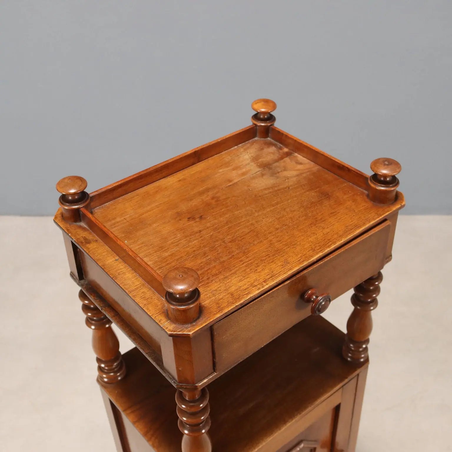 Antique Bedside Table Walnut Drawer Italy XIX Century - Italy, Late XIX Century | Antiques | Bedside Tables