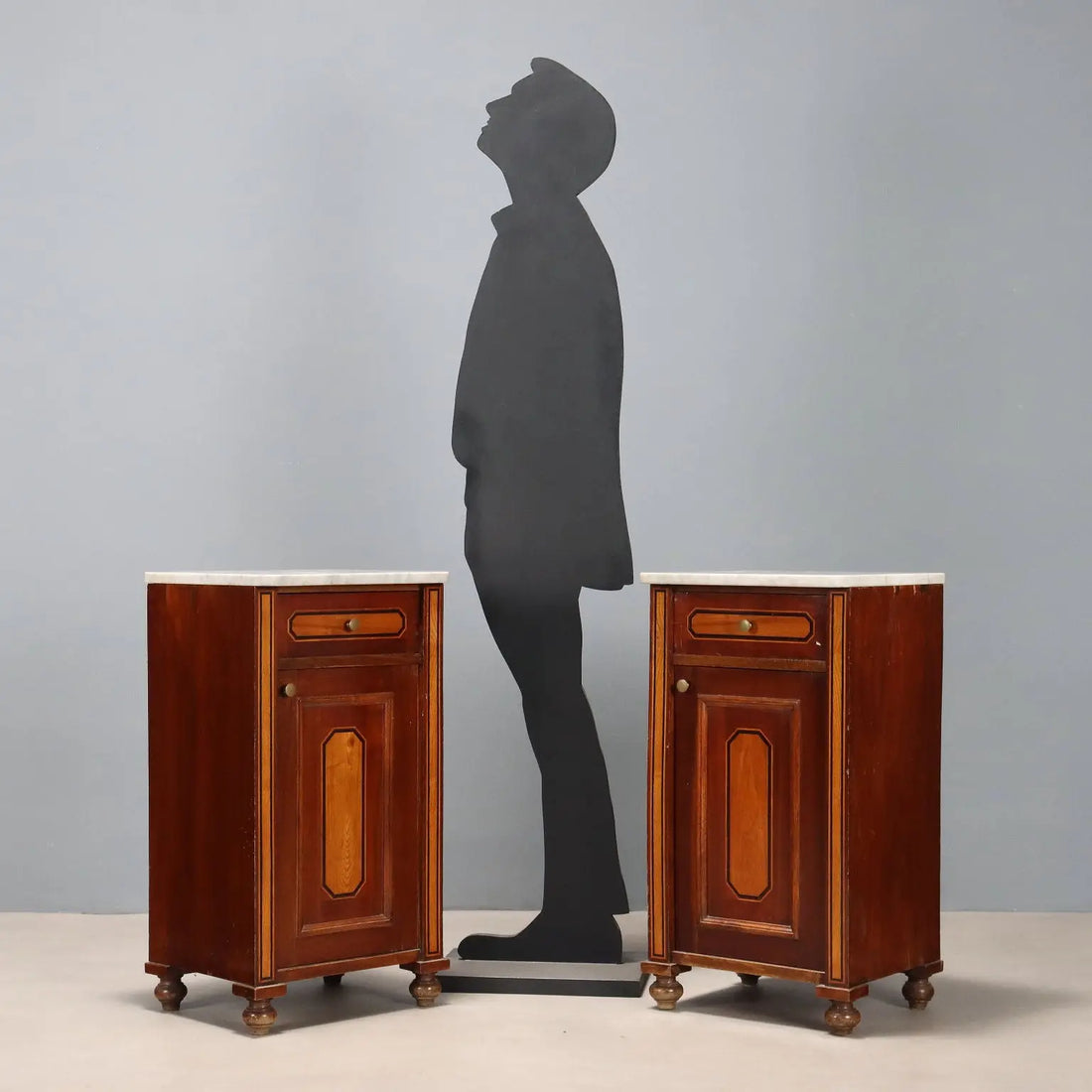Antique Bedside Tables Mahogany Veneer White Marble XX Century - Italy, Early XX Century | Antiques | Bedside Tables