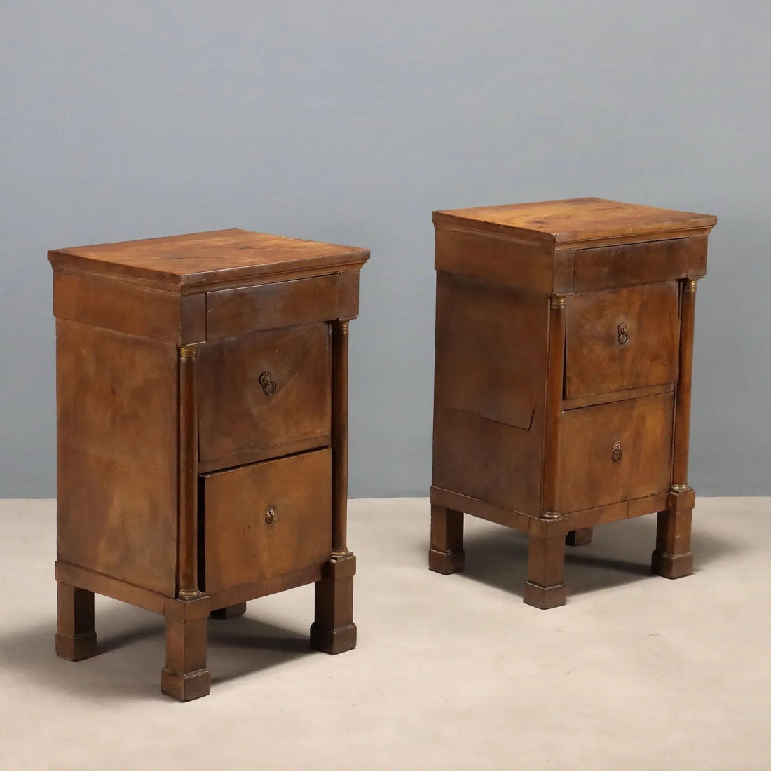 Empire-Style Walnut Nightstands - Early 19th Century