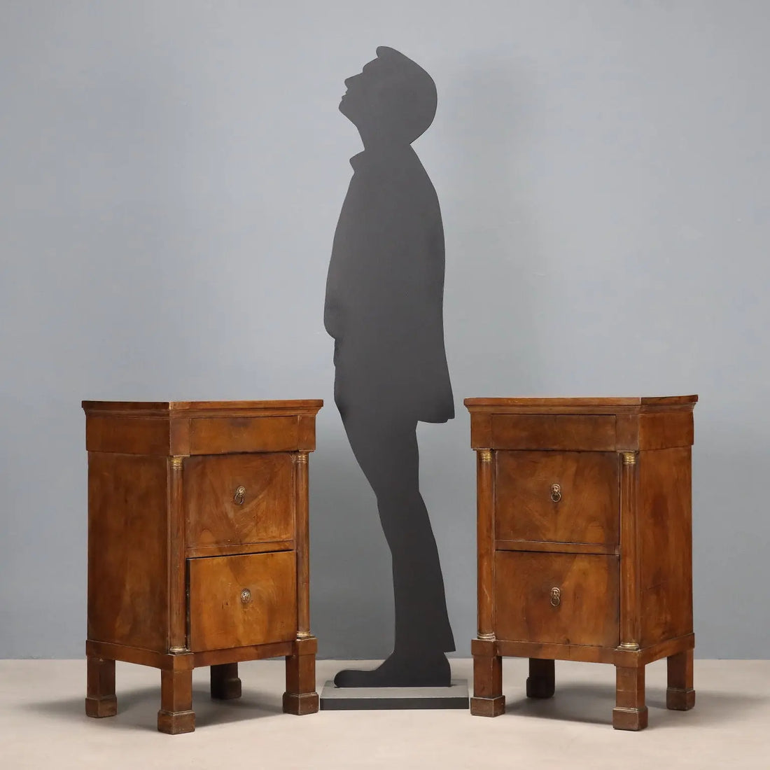 Empire-Style Walnut Nightstands - Early 19th Century