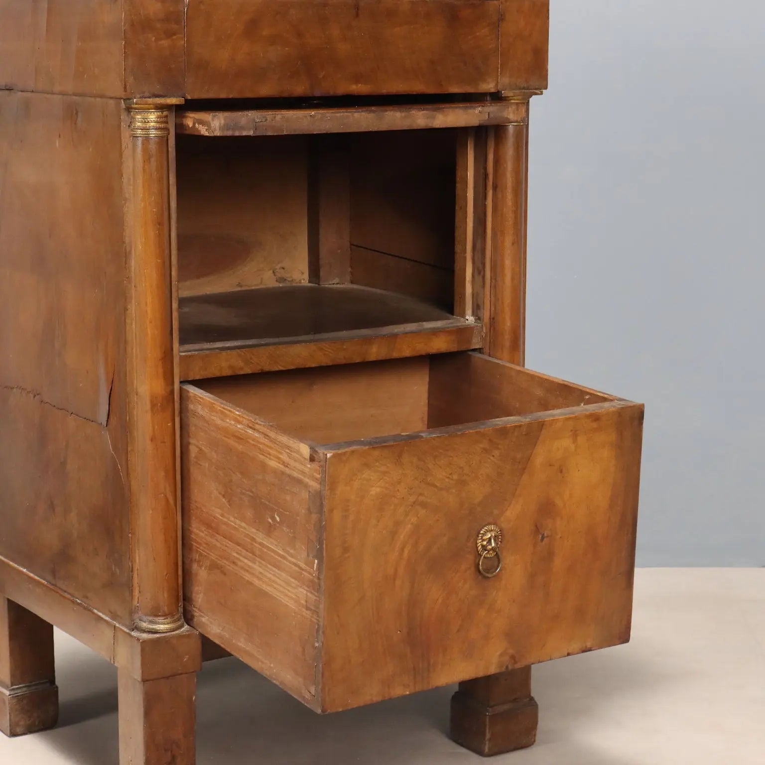 Empire-Style Walnut Nightstands - Early 19th Century