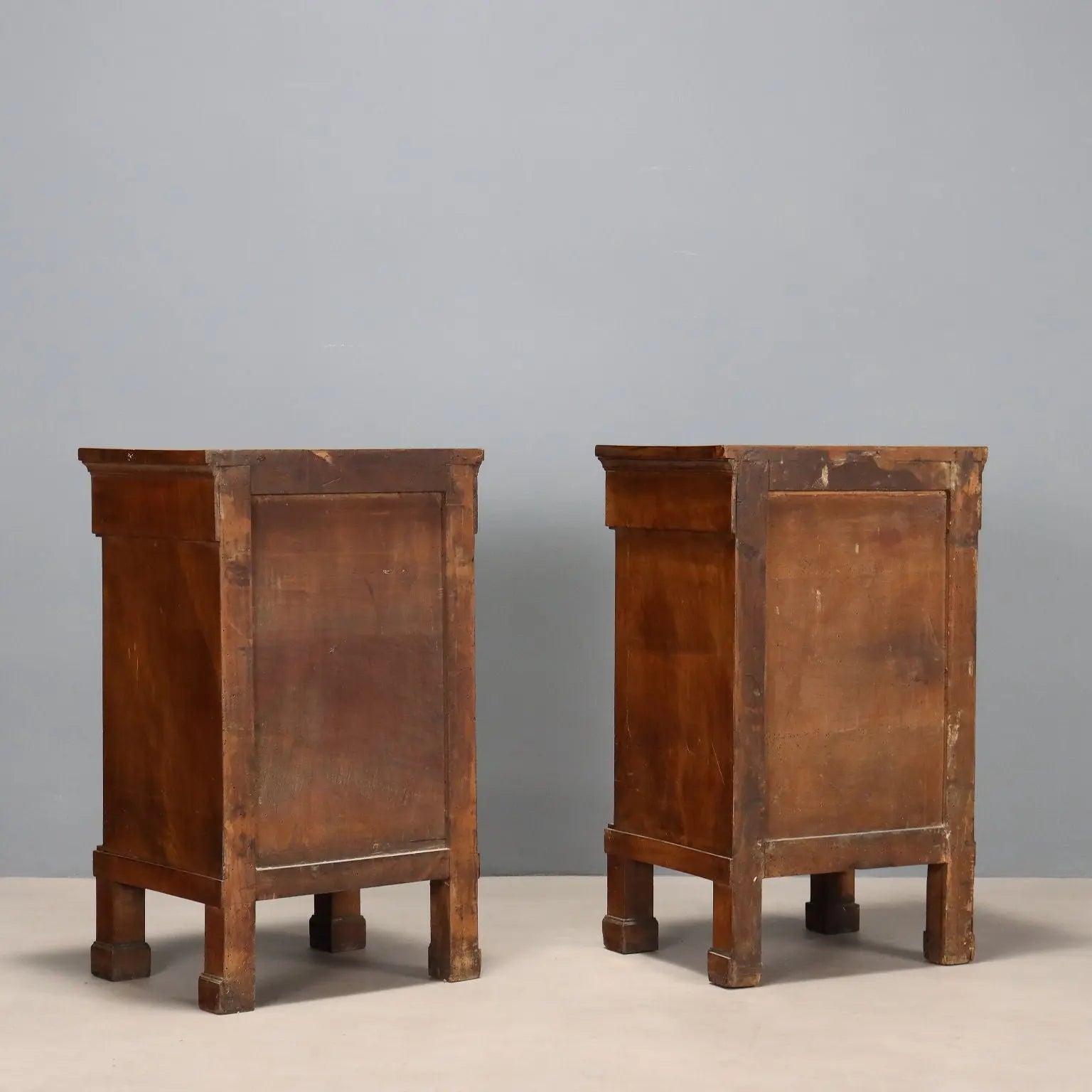 Empire-Style Walnut Nightstands - Early 19th Century