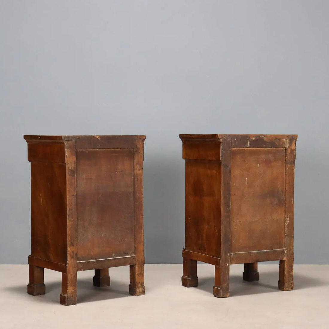 Empire-Style Walnut Nightstands - Early 19th Century