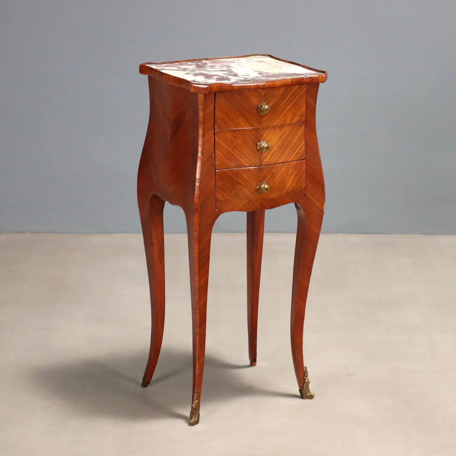 Antique Bedside Table Louis XV Oak Bois de Rose Veneer XIX Century