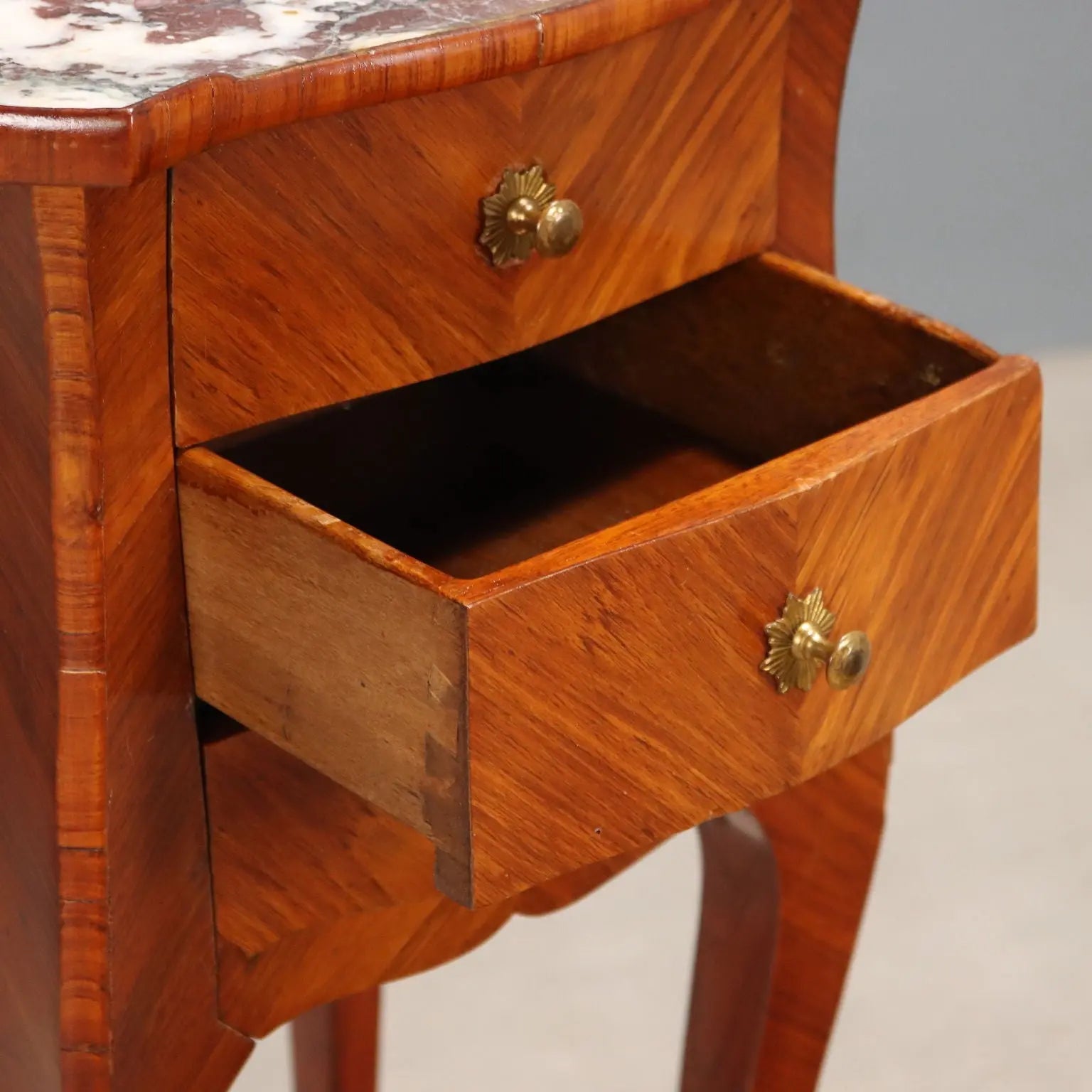 Antique Bedside Table Louis XV Oak Bois de Rose Veneer XIX Century
