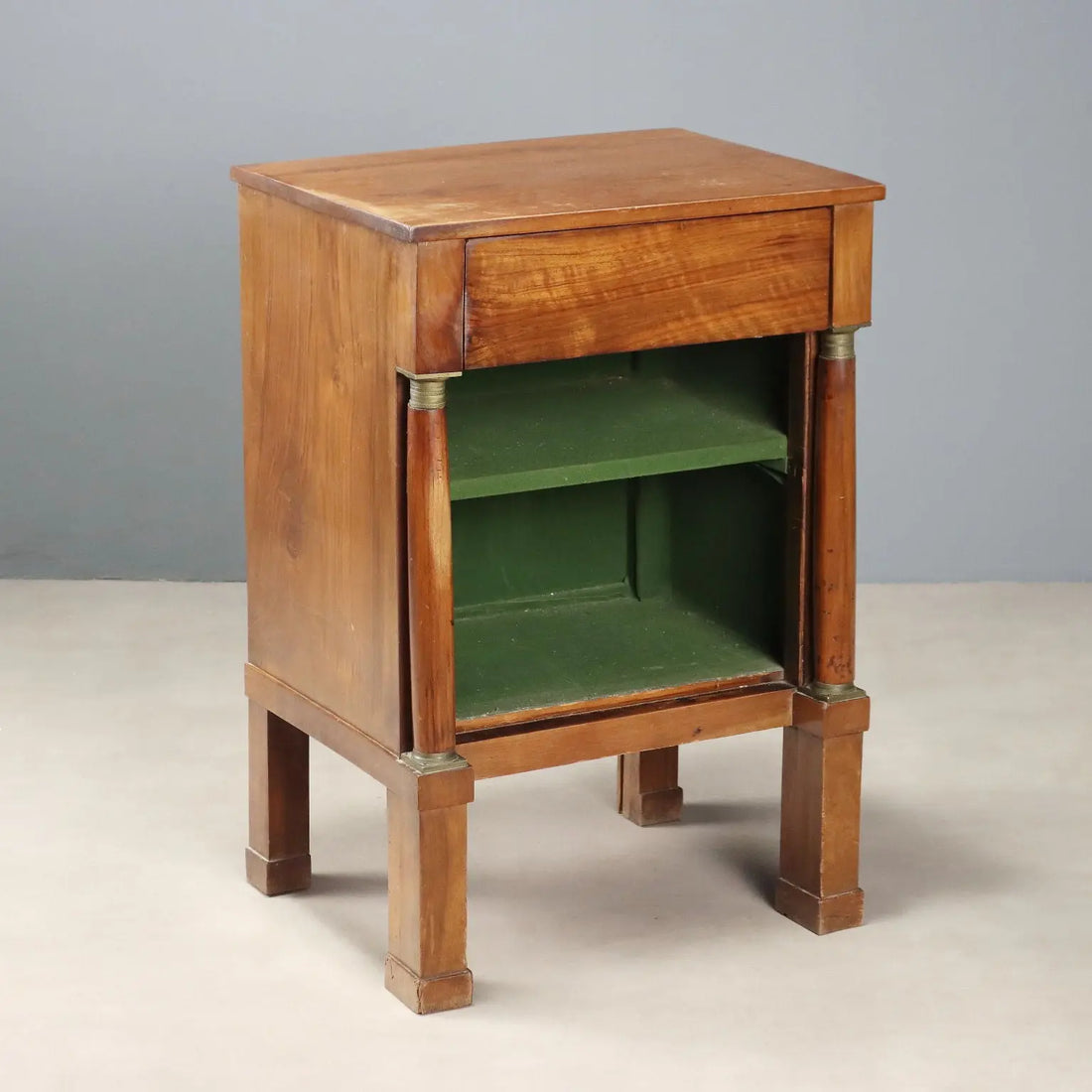 Antique Bedside Table Poplar Walnut Veneer XIX Century