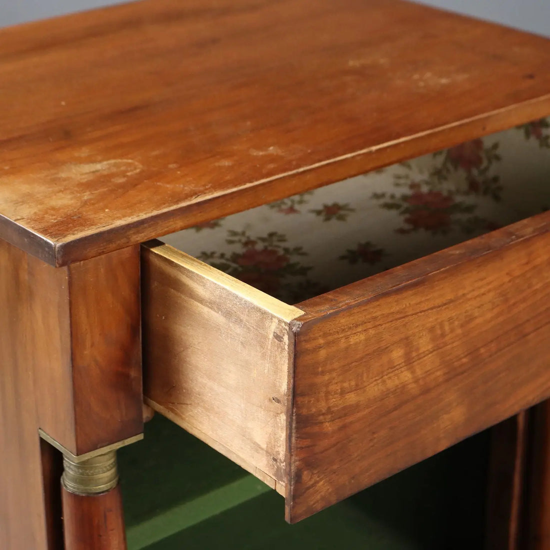 Antique Bedside Table Poplar Walnut Veneer XIX Century