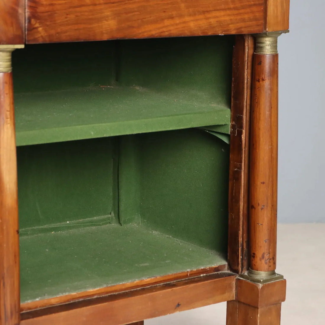 Antique Bedside Table Poplar Walnut Veneer XIX Century