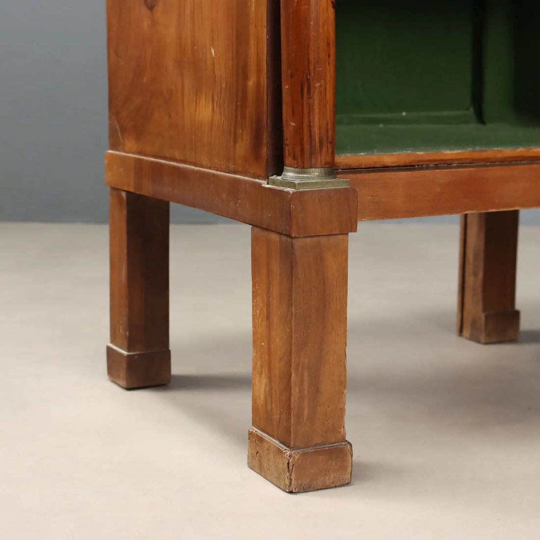 Antique Bedside Table Poplar Walnut Veneer XIX Century