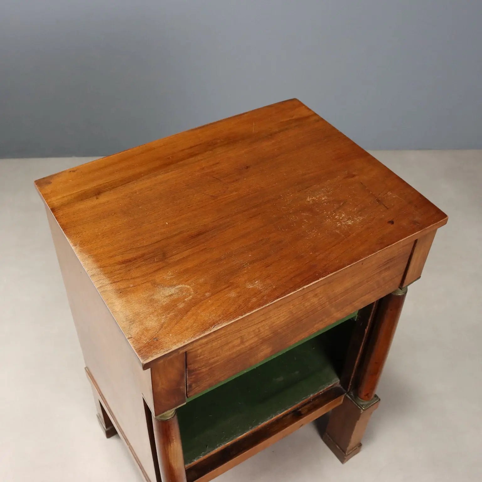Antique Bedside Table Poplar Walnut Veneer XIX Century