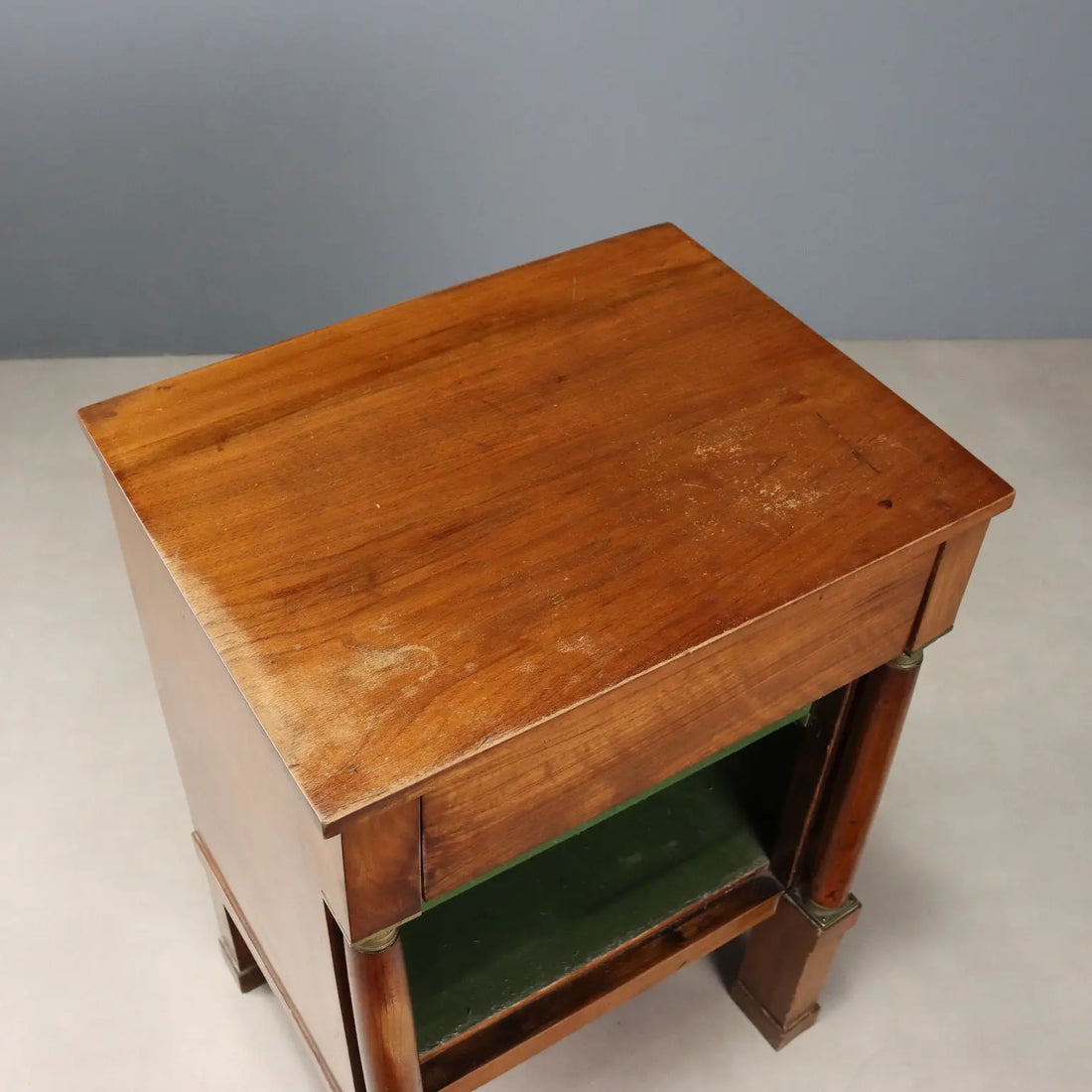 Antique Bedside Table Poplar Walnut Veneer XIX Century